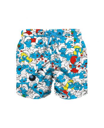 Boy Swim Shorts With Smurf All Over Print