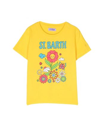 Girl Happy Lawn Print T-shirt