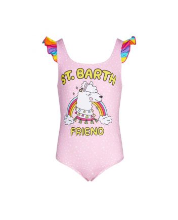 Girl One Piece Swimsuit With St. Barth Friend Print
