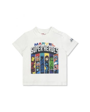 Boys White Marvel Heroes Print T-Shirt