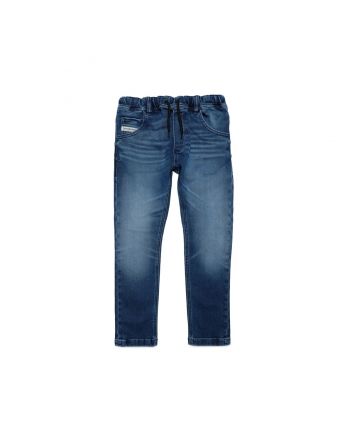 Boys Denim Blue Drawstring-Waist Jeans