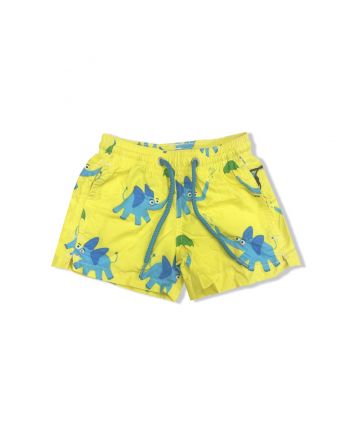 Boys Yellow Elephant-Print Swim Shorts