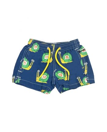 Boys Blue Snail-Print Swim Shorts