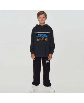 Volumable Printed Hoodie,Black