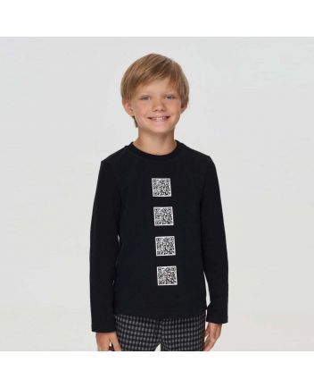 Printed LS Tee,Black