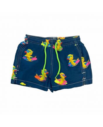 Boy Ducky Surf Board Print Swim Shorts