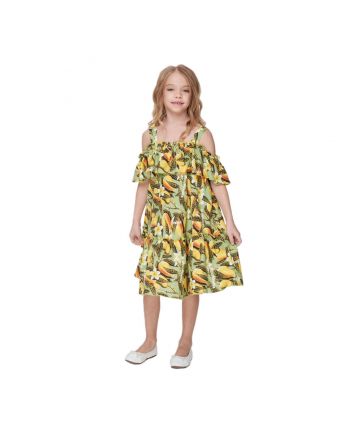 Ruffle Pinafore Dress, Branded Print