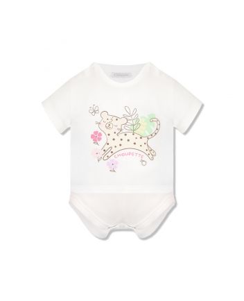 Printed T-Shirt Bodysuit,ecru