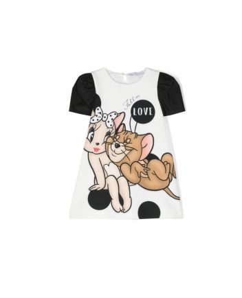 Girls White Jerry Crepe Dress