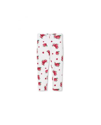 Girls Ivory Cotton Strawberry Leggings