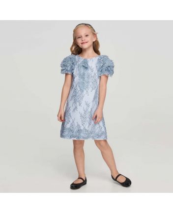 Volumable Sleeves Lace Dress,Blue