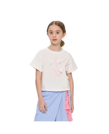 Cropped Decorated T-Shirt, white