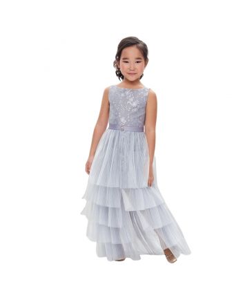 Removable Multi-tiered Skirt Smart Dress, pearl blue(140)