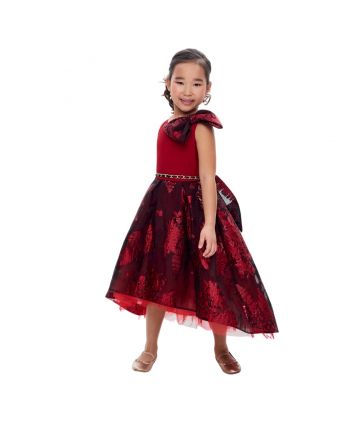 Brocade Poufy Skirt Dress, red(104)