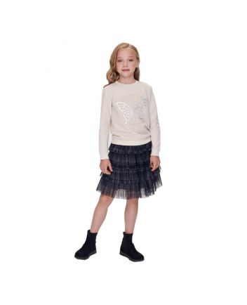 Pleated Multi-tiered Skirt, checkered