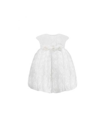 Smart Dress of mesh with ribbons and decor, ecru(68)