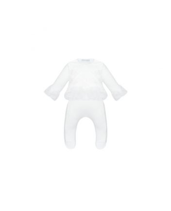 Lace Set: Overalls and Bonnet- ecru