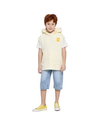 Boy Beige Solid Print Hoodies