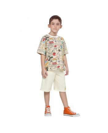 Boy Beige Solid Print Shorts