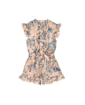Girls Pink Floral Cotton Jumpsuit