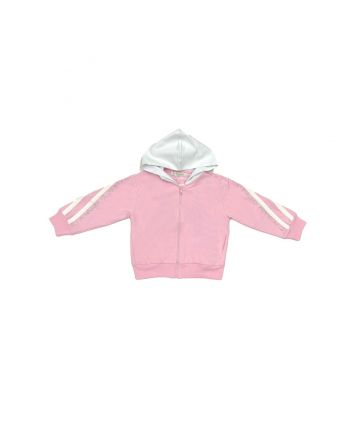 Girls Pink Cotton Hoodie