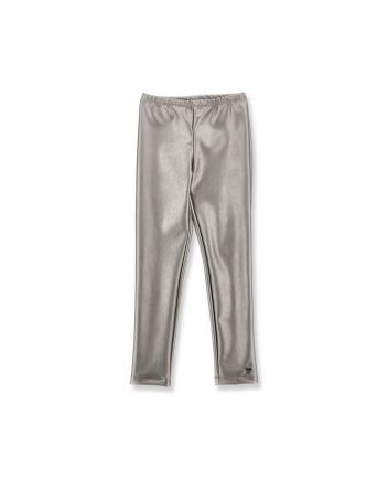 Girls Silver Coated Fabric Stretch Leggings