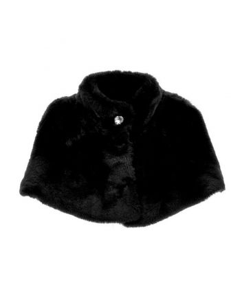 Girls Black Faux Nutria Fur Plush Cape