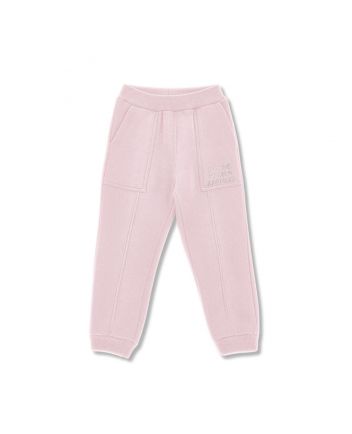 Girls Pink Fleece Joggers With Rhinestones Logo