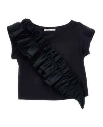 Girls Black Top With Maxi Ruffle