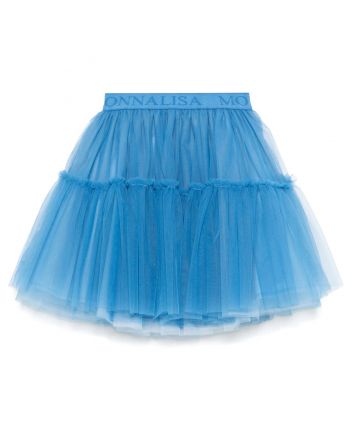 Girls Blue Logo-Waistband Skirt