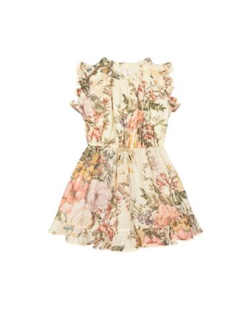 Girls Ivory Cotton Floral Dress