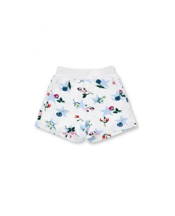 Girls White Fleece Shorts With a Star Print