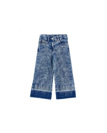 Girls Blue Wide-Leg Denim Jeans