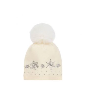 Girls Ivory Pom-Pom Knitted Hat