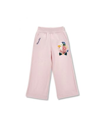 Girls Pink Embroidered Fleece Palazzo Trouser