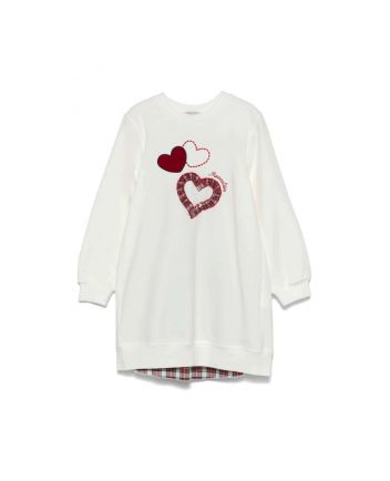 Girls White Cotton Sweatshirt Dress