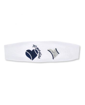Girls White Jersey Headband With Embroidery