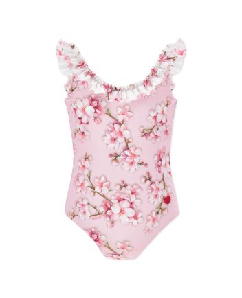 Girls Pink Floral Swimsuit
