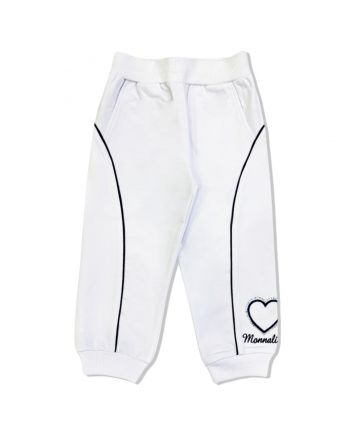 Girls White Two-Tone Trouser With Heart