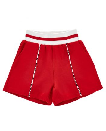Girls Red Animalier-Stripe Shorts