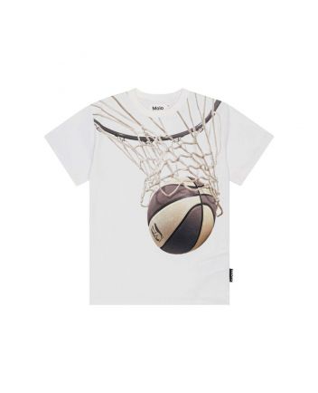 Boys White Basketball Cotton T-Shirt