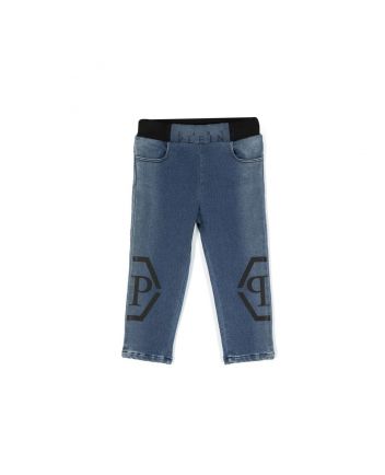 Girls Logo Print Denim Trouser