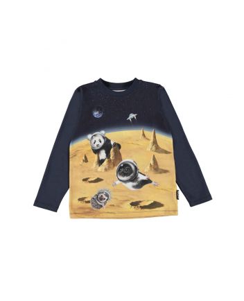 Blue Space Print Full Sleeves T-Shirt