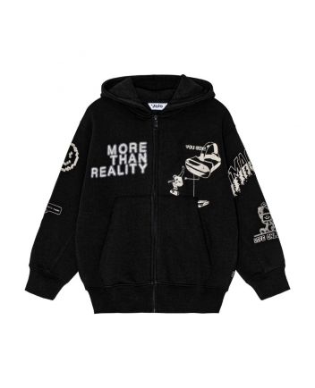 Boys Black Organic Cotton Zip-Up Hoodie