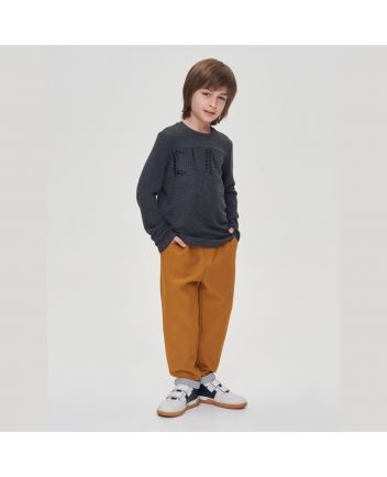 Knitted Denim Trousers, curry