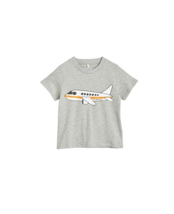Grey Plane Print T-Shirt For Unisex