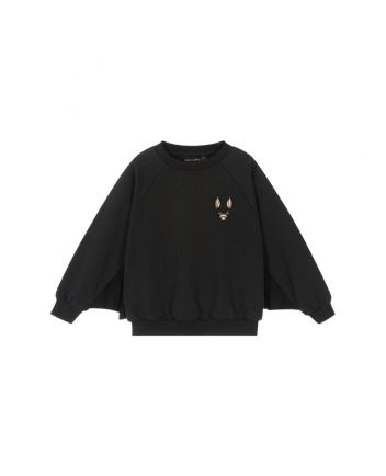 Girls Black Organic Cotton Batwing Sweatshirt