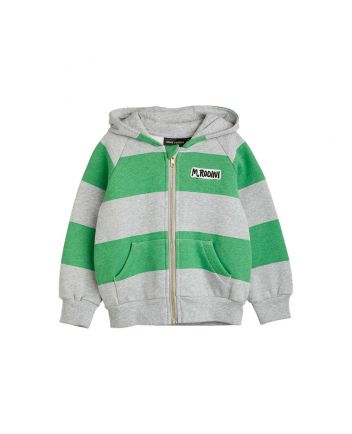 Kids Green & Grey Stripe Zip Hoodie