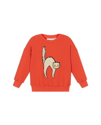 Kids Red Cat Organic Cotton Sweatshirt