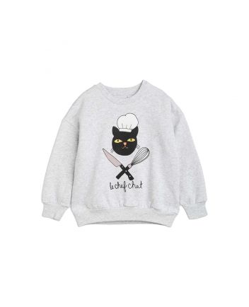 Girls Grey Chef Cat Sweatshirt